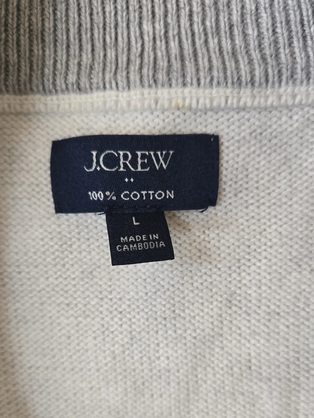 J.Crew Heather Gray Quarter Zip Pullover Large Men Classic Preppy Quiet Luxury